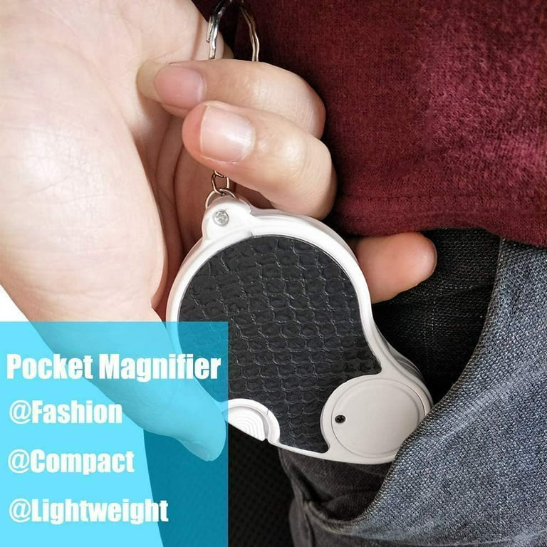 Shellton Magnifying Glass with Light, Lighted Magnifying Glass, 5X Handheld Pocket Magnifier Small Illuminated Folding Hand Held Lighted Magnifier for