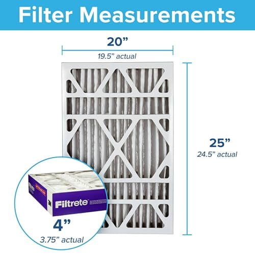 Filtrete 20x25x4 Slim Fit 3.75" width, AC Furnace Air Filter, MPR 1550, MERV 12, Fits Lennox & Honeywell Devices, Electrostatic Air Cleaning Filter, 2-Pack actual size 19.50 x 24.50 x 3.75