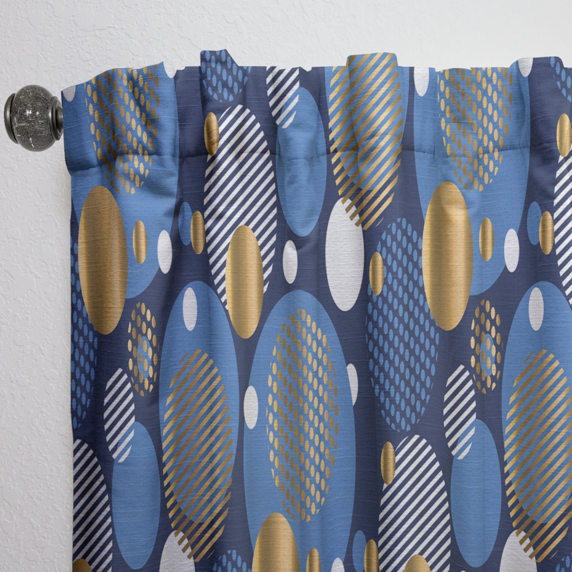 Designart 'Circular Abstract Retro Pattern Geometric XI' Mid-Century Modern Curtain Panel