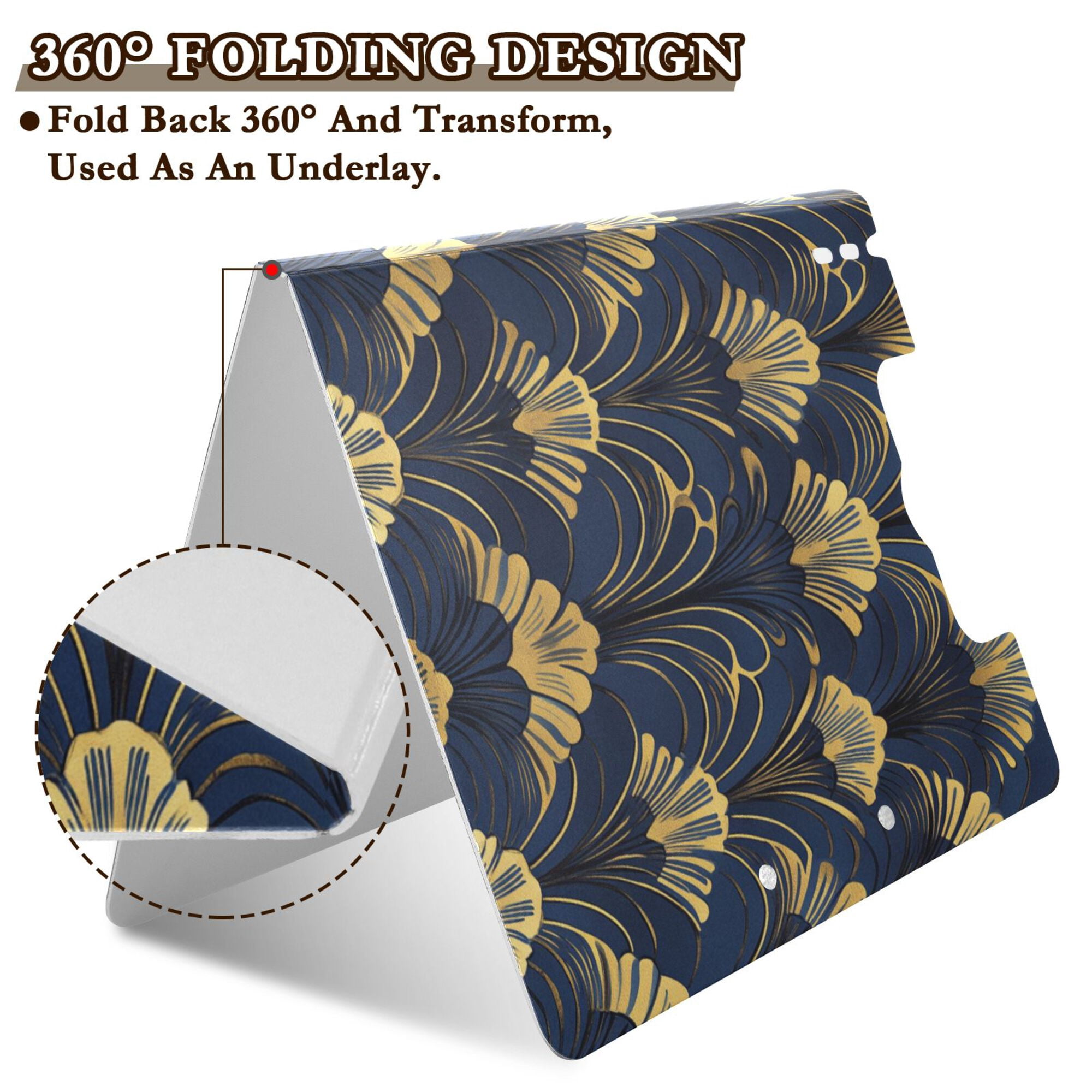 FORMRS A4 Clipboard Folder with Pen Holder Horizontal Foldable School Office Binder, Gold Art Pattern