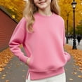 thumbnail image 3 of Youth Girls Long Sleeve Pullover Sweatshirt Solid Color Round Neck Side Split Tops Kids Girls Trendy Comfy Shirts, 3 of 3