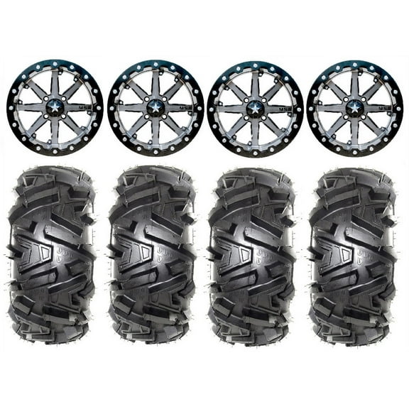 MSA Lok 14" UTV Wheels 28" Moto MTC Tires Kawasaki Mule Pro FXT