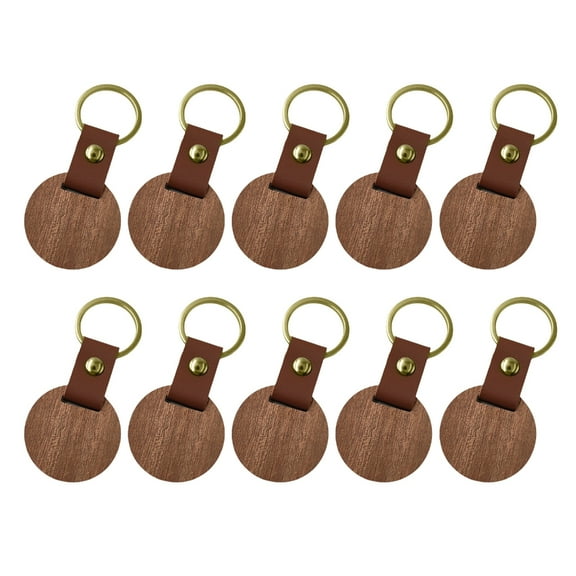AOOOWER Pack Of 10 Blank Wood Keychains For DIY Crafts And Engraving Projects