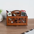 thumbnail image 2 of veasfak Carved Wooden Air Conditioner Remote Control Holder Stand Rotating Table Storage Box Case Desk Organizer Decor Four Leaf, 2 of 7