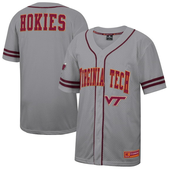 Men's Colosseum Gray Virginia Tech Hokies Free Spirited Baseball Jersey