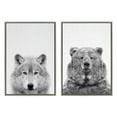 thumbnail image 2 of Kate and Laurel Sylvie Wolf and Bear European Framed Canvas Wall Art Set by Simon Te of Tai Prints, 2 Piece 23x33 Gray, Modern Nature Animals Art for Wall Home Decor, 2 of 6