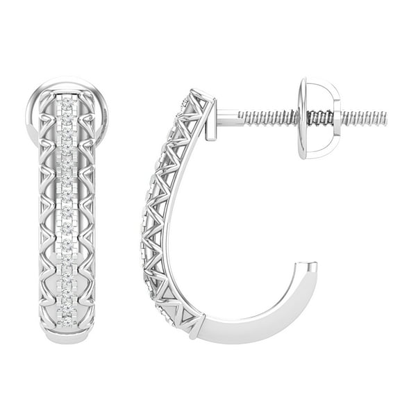 Dazzlingrock Collection 0.08 CT Round White Diamond Hoop Earrings for Her, 10K White Gold