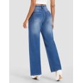 thumbnail image 6 of Stretchy Jeans Wide Leg Jeans for Women Trendy Pull On High Waist Tummy Control Sweatpant Jean Denim Pants with Pockets, 6 of 7