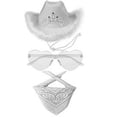 thumbnail image 1 of [Gafas+toalla cuadrada+sombrero de vaquero] Sombrero de vaquero con  con borde de piel blanca sombrero+gafas+toalla cuadrada ANGGREK Otros, 1 of 8