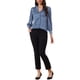 thumbnail image 2 of Camisa de botón casual de trabajo INSPIRE CHIC para mujer, blusa de satén de manga larga S Gris Azul, 2 of 6