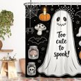 thumbnail image 3 of Nanqianyi Happy Halloween Waterproof Shower Curtain,Cute Ghost Pumpkin Polyester Bathroom Home Decor Set with Hooks,72 W x78 H Inch, 3 of 7