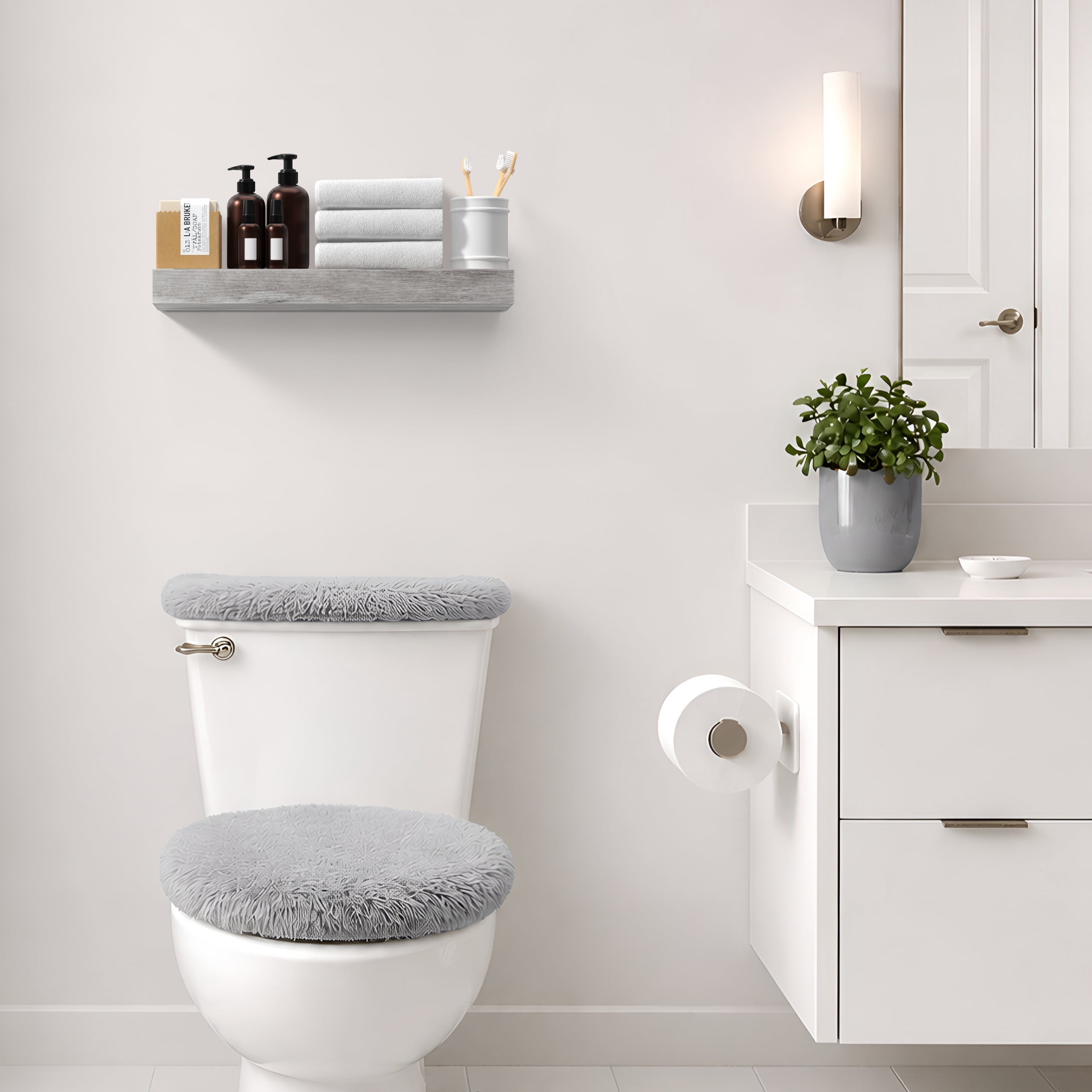 Sorbus 16.25" Floating Wall Shelf, Graywood, Invisible Brackets, Bathroom, Bedroom & Home Decor