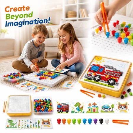 STEM Toys for 3 Year Old 3D Puzzles for Kids Creative Mushroom Nail Peg Building Kit DIY Brain Teaser Game Educational Birthday Gifts for Boys Girls Age 3-8