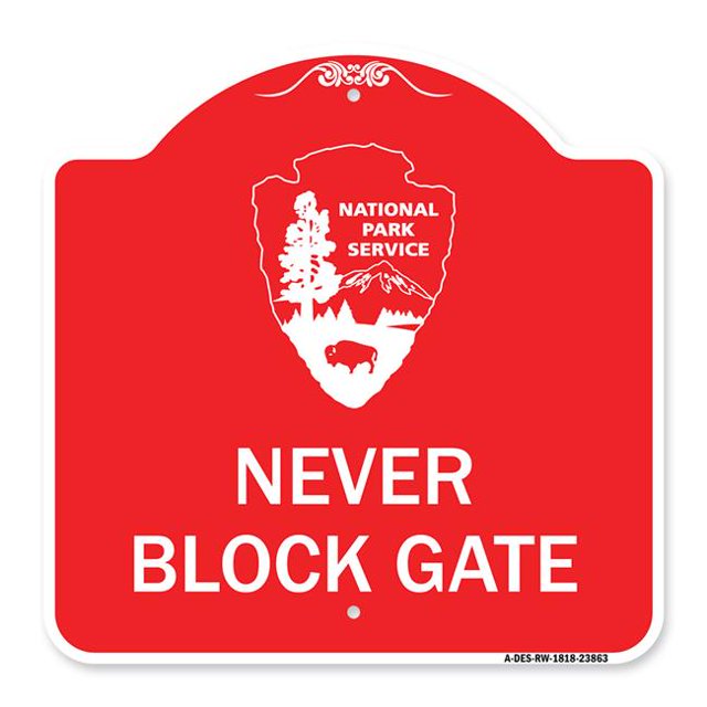 SignMission A-DES-RW-1818-23863 18 x 18 Po Signe de la Série Designer - Service de Parc National - Permis de Stationnement Seulement&44; Rouge & Blanc