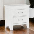 thumbnail image 6 of HomeStock Antique 25 Inch Nightstand with 2 Drawers White Solid Wood Nickel Bar Handles Horizontal Accent Center Metal Glider Tracks, 6 of 6