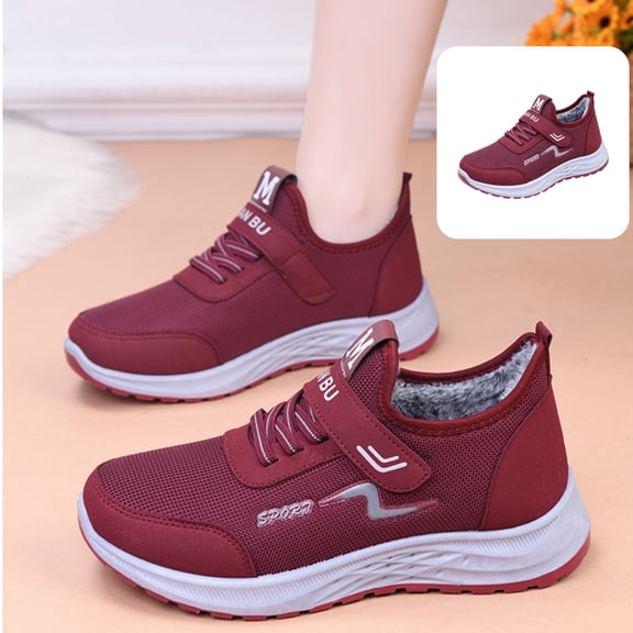 Willtoo Womens Warm Lined Winter Sneakers Adjustable Hook and Loop Strap Lightweight Non Slip Casual Athletic Shoes for Daily Wear