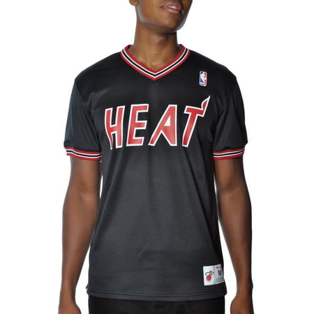 Miami Heat Mens Jerseys - Mitchell Ness Spot Mesh Miami Heat NBA Stretch Official Sport Jersey Mens Black