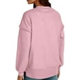 thumbnail image 6 of ManxiVoo Exposed Seam Detail Pullover Sweatshirt Women Loose Fit Knit Top Casual Comfortable Soft Daily Wear L Size Pink, 6 of 8