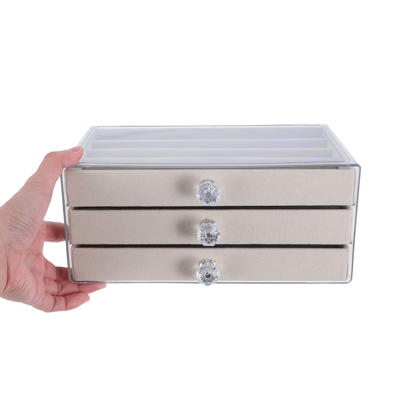 Homoyoyo Beige Jewelry Organizer Drawer Style for Easy Storage and Display, Compact Design for Necklaces and Earrings