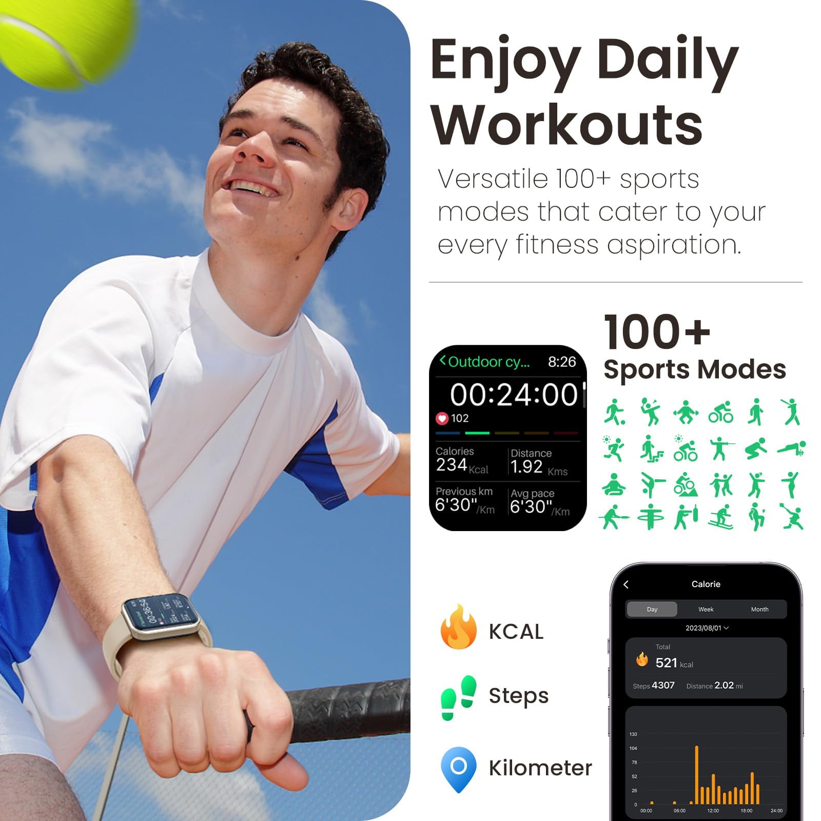 TOZO S3 Smart Watch for Men Women,IP68 Waterproof Smartwatch for iPhone Android,Bluetooth Call(Answer/Make Calls)100+ Sports Modes,1.83" HD Color Fitness Tracker Sleep Monitor for Gift Gold
