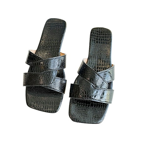 

Tenmix Ladies Sandal Beach Flat Sandals Cross Strap Slides Slip On Slippers Women s Stylish Anti Skid Slide Black 6.5