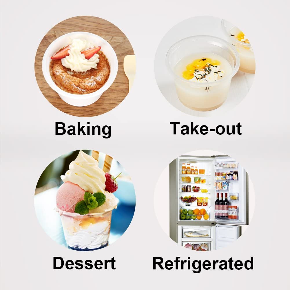 GIXUSIL 200Pcs 10oz Hot/Cold Disposable Plastic Cups with Dome Lids - 200 Sets - Ice Cream Cups, Snack bowl, Take Away Food Container for Dessert Fast food Soup