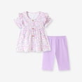 thumbnail image 2 of mgoYE Toddler Girl Outfits 5t Toddler Girls Summer Clothes Infant Sleeveless Tank Top Shirt Pants Set Kids Striped Ruffles Outfits(Purple,5 Years), 2 of 9