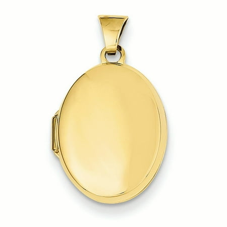14K Yellow Gold Plain Polished Oval Locket Charm Pendant