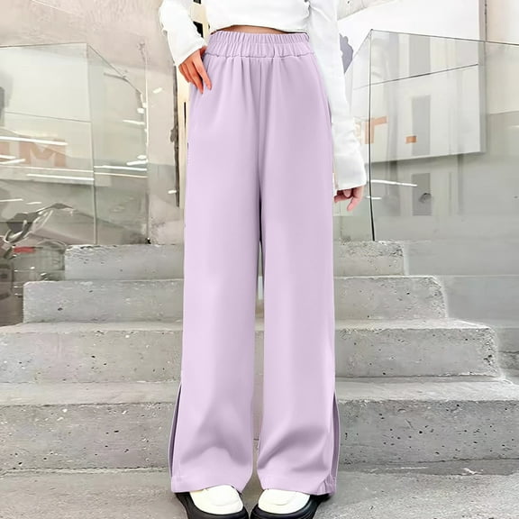 SNKSDGM Back-to-School Girls Pants Summer Lightweight Wide Leg Breathable Comfortable Casual Outfit for Toddler To Teen Age 1-12 Years