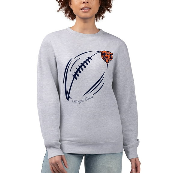 Women's G-III 4Her by Carl Banks Heather Gray Chicago Bears Football Logo Graphic Fleece Tri-Blend Pullover Sweatshirt
