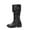 2-Black, variant on Wide Calf Knee High Boots Women Zipper Fold Over Leather Tall Riding Booties Round Toe Buckle Strappy Fall Winter Long Boots