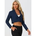 thumbnail image 3 of DARING DIVA Women's Notched Lapel Business Cropped Blazer S Dark Blue, 3 of 6