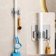 thumbnail image 5 of Mop Broom Holder, 5 Pcs Stainless Steel Self Adhesive Mop Holder Wall Mounted with Hooks Hanger Nail Free Glue Auxiliary Stickers, Self-Adhesive Broom Holder for Bathroom, Kitchen(Silver), 5 of 5