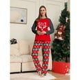 thumbnail image 3 of Matching Family Pajamas Sets Christmas PJ's Letter Plaid Printed Long Sleeve Tee and Bottom Loungewear or One-Piece Jumpsuit, 3 of 9