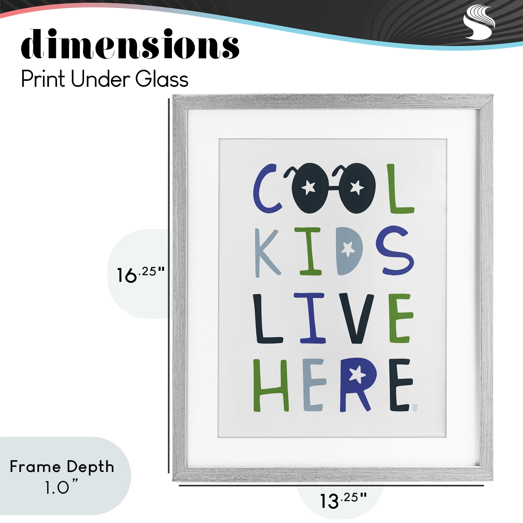 Stupell Industries Cool Kids Live Here Gray Framed Print Under Glass, design by Elizabeth Tyndall