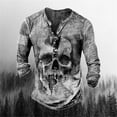 thumbnail image 1 of HSHDLDF T-Shirt Rétro Cool à Motif de Crâne pour Hommes, Manches Longues, Mode (C,S), 1 of 5