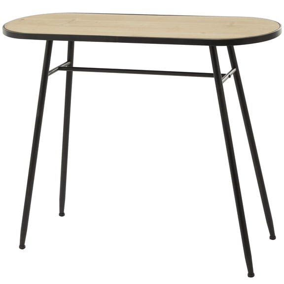 DecMode 36" x 30" Black Metal Console Table with Brown Wood Top, 1-Piece