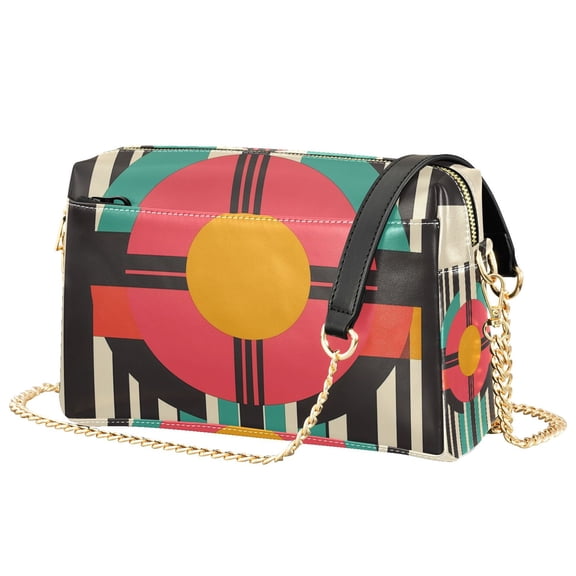 FORMRS Women Crossbody Purse with Chain Strap Vegan Leather Shoulder Handbag, Geometric Circle