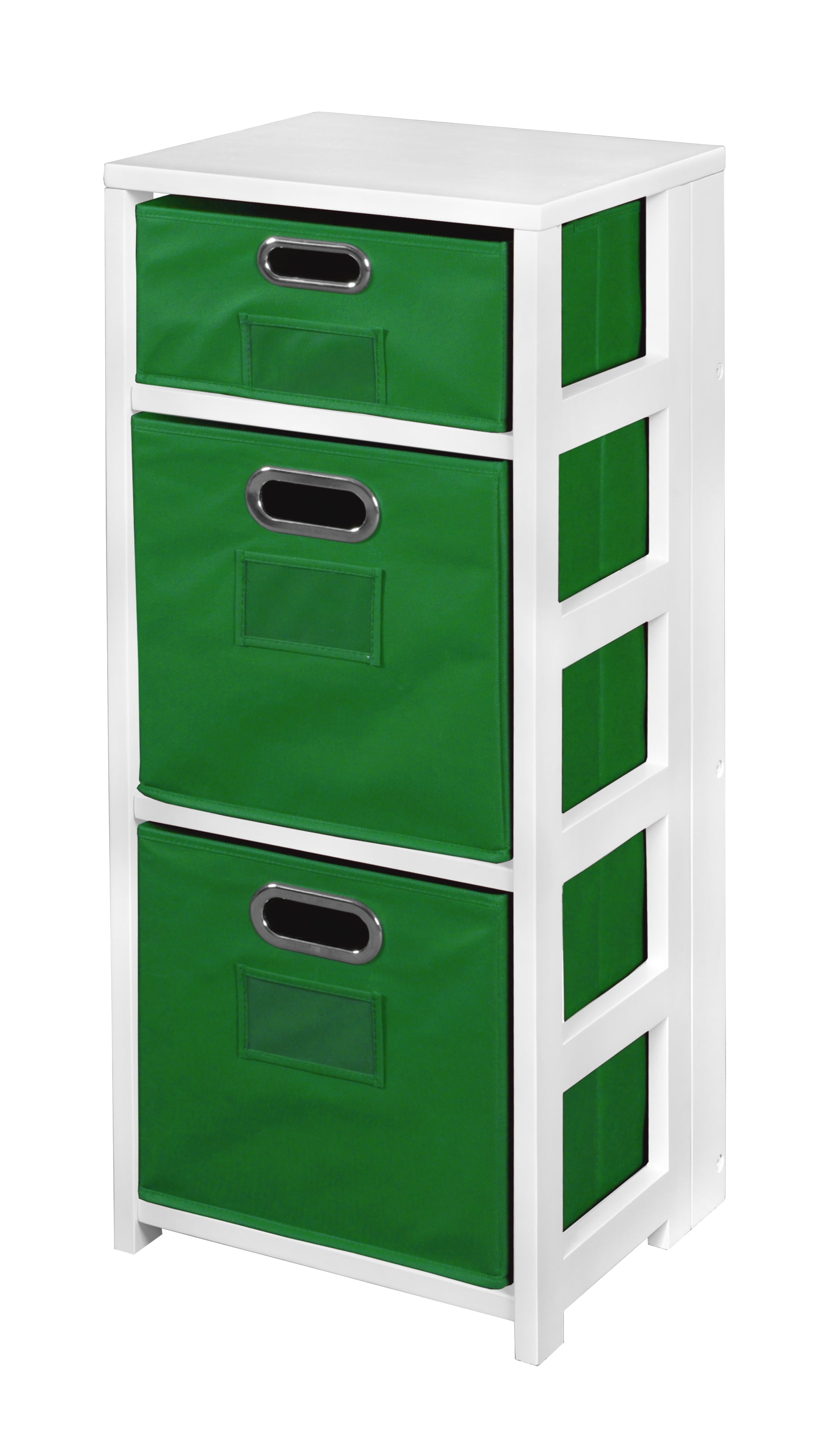 Flip Flop 34" Square Folding Bookcase with Folding Fabric Bins White