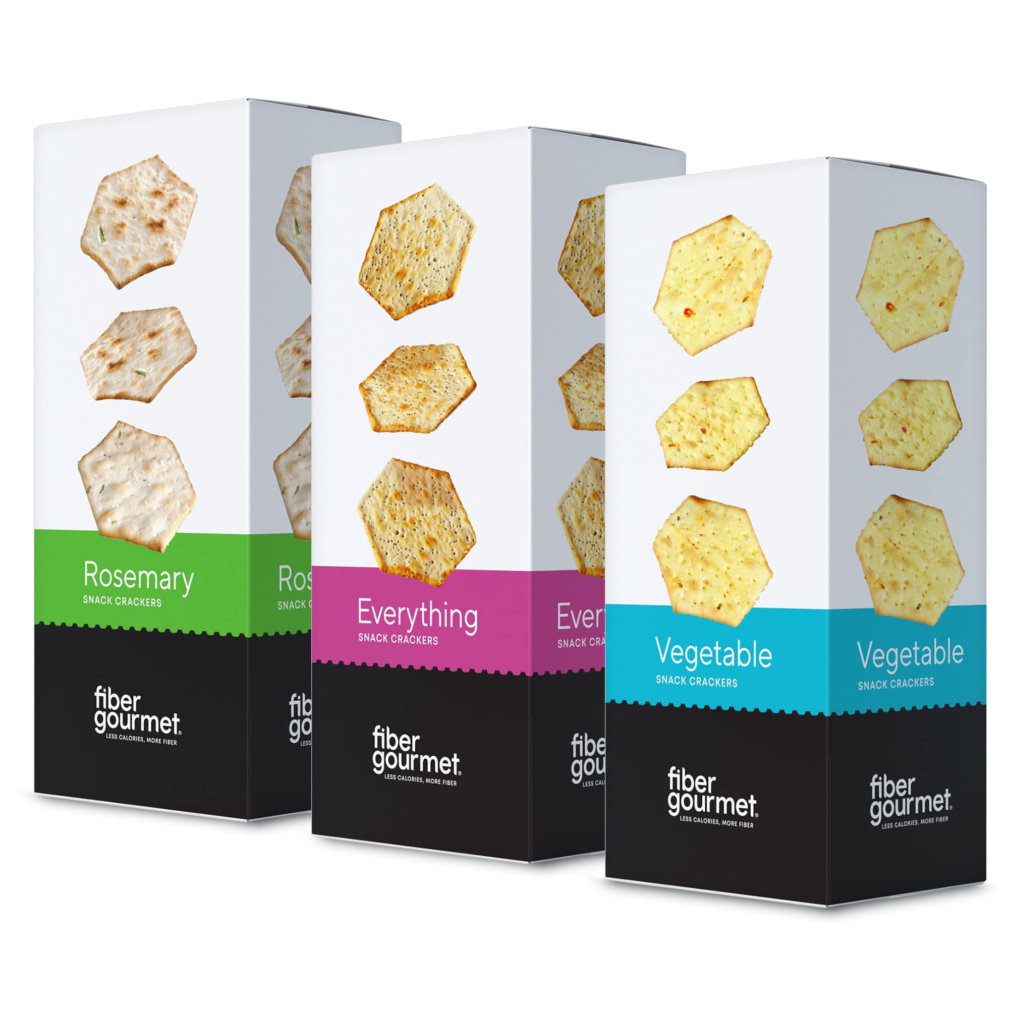 Fiber Gourmet Snack Crackers, NonGMO, FiberEnriched Hexagon Shaped