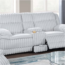 JERFIT 2-Seater Manual Recliner Sofa with Cup Holders & Storage, Plush Corduroy Upholstery, Light Gray Loveseat for Living Room