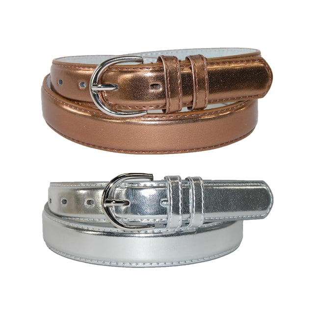 CTM® Ceinture Habillée en Cuir Métallisé (Lot de 2 Couleurs) (pour Femmes)