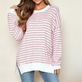 thumbnail image 5 of Levmjia Women's Striped Long Sleeve Sweater Crewneck Drop Shoulder Loose Fit Casual Pullover Top for Fall Winter, 5 of 6