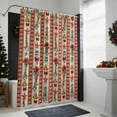 thumbnail image 4 of Christmas Stripes Bathroom Shower Curtain Bell Flower Stars Snowflakes Linen Waterproof Washable Shower Curtains for Bathtub Bath Decor with Grommets and Hook 72 X 84 Inch, 4 of 8