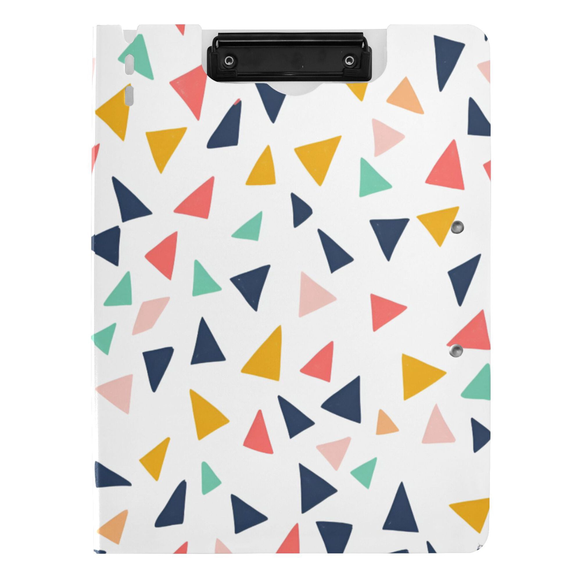 FORMRS A4 Clipboard Folder with Pen Holder Horizontal Foldable School Office Binder, White Minimalist Triangles