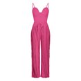 thumbnail image 4 of Gibobby pantalones siameses de pierna ancha Traje casual para mujer Moda de verano Traje de dos piezas de manga corta europeo y americano(Rosa， L), 4 of 5