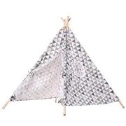Large Cotton Linen Kids Teepee Canvas Playhouse Indian Play Tent Children Tent 43.3x43.3x43.3 inch