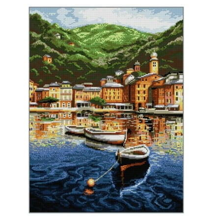 

Cross Stamped Kits 14CT Printed Embroidery Cloth Needlepoint Kits Easy Patterns for Sampan 41X52cm