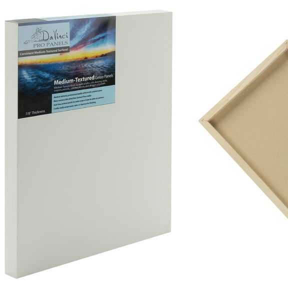Da Vinci Pro Medium Textured Gesso Panel -12x24" - 7/8" Depth Wood Panel for Painting - Accepts Mediums like Canvas - For Oils, Acrylics, Mixed Media, Pastels & Drawing Sticks