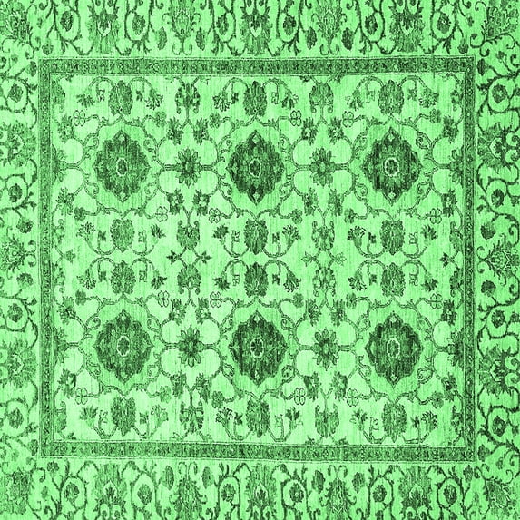 Ahgly Company Indoor Square Abstract Emerald Green Modern Area Rugs, 7' Square